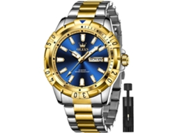 Lurelia Relógio Masculino C-20 Cronógrafo, Calendário, Luz, Quartzo, 42×11×210×20 Mm, Aço Inox, Preto/dourado, Impermeável