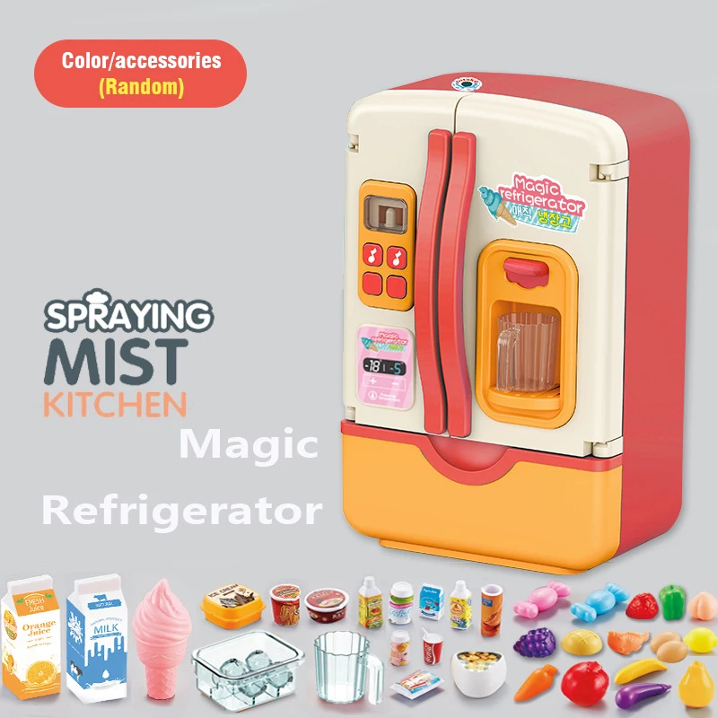 Brinquedo de Geladeira com Pulverizador Luminoso, Brinquedo de Cozinha Infantil MDUG (vermelho)