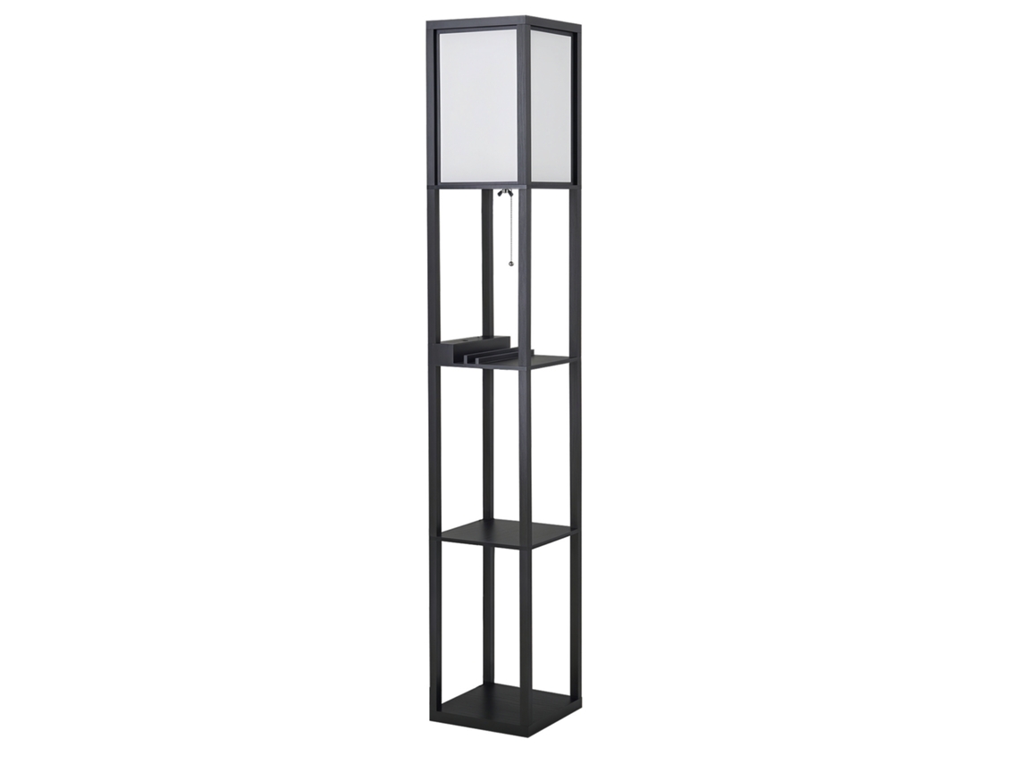 Luminária de Chão Moderna com Prateleiras,luminária Interna Que Economiza Espaço,algodão e Mdf,26 X 26 X 160 Cm,preto e Branco BTFORUS
