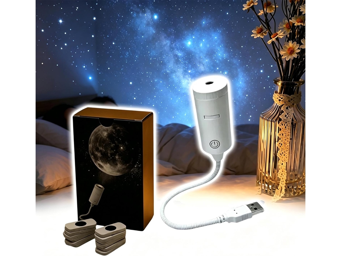 Projetor De Estrelas Plug And Play Com Luz Noturna Usb E Lâmpada Teto