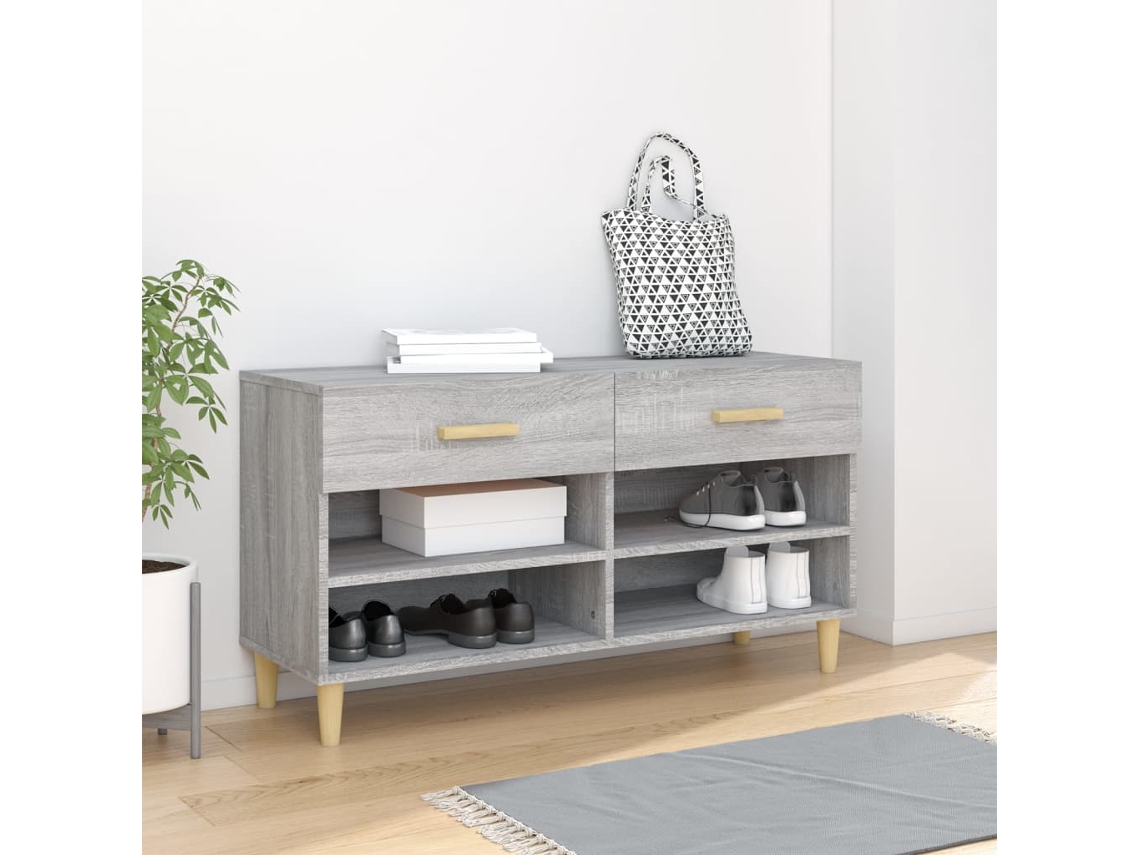 Vidaxl Sapateira 102x35x55 Cm Derivados De Madeira Sonoma Cinza