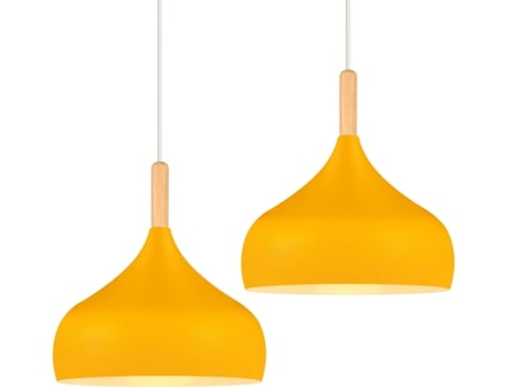 Lustre retro, estilo escandinavo, E27, metal e madeira, 2 peças