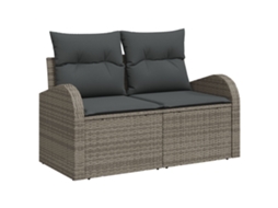 Conjunto 1 Sofá De Jardim Vidaxl Cinzento Vime Pe (124 X 62 X 69cm)