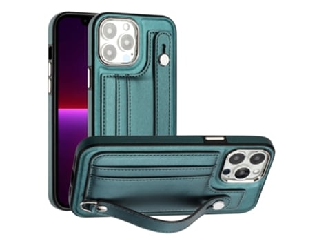 Capa Mobile Phone Cases Shockproof With Wrist para iPhone 15 Pro Max Pele Castanho