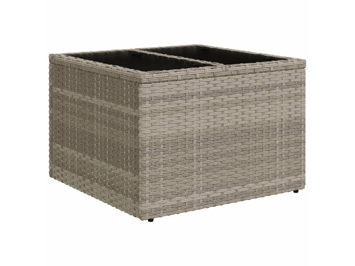 Mesa de jardim com tampo de vidro 55x55x37 cm Vime Pe Cinza Claro MAISON EXCLUSIVE
