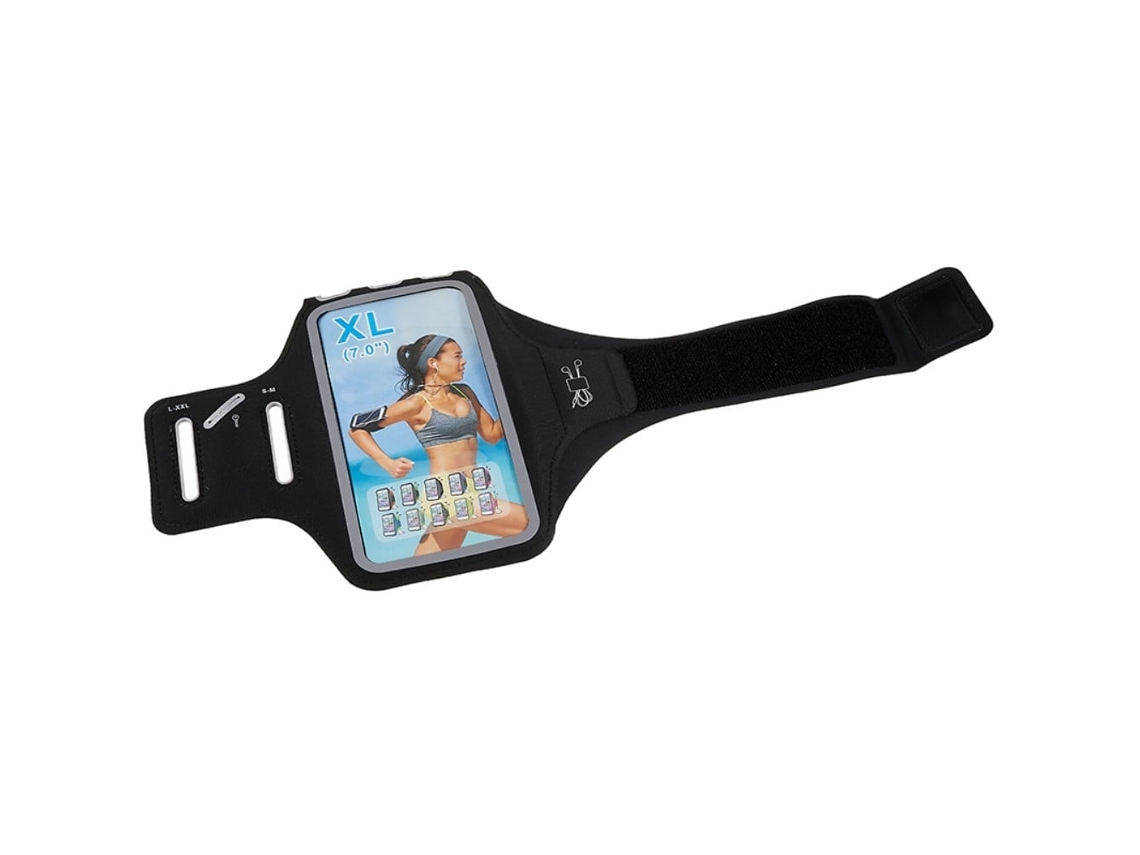Braçadeira Esportiva Universal Com Orifício Para Fone De Ouvido Para Celulares De 6 Polegadas - Preta
