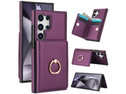Capa Carteira Para Samsung S26 Ultra Com Porta Cartões, Anel 360° E Proteção Rfid Roxo Escuro Hexinyigjly