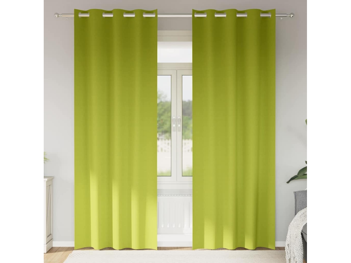 Vidaxl Cortinas Blackout Com Argolas 2 Unid. Verde 225 X 140 Cm