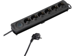 Extensão 6T VIVANCO Com Interruptor Flat 1.4M (Preto)