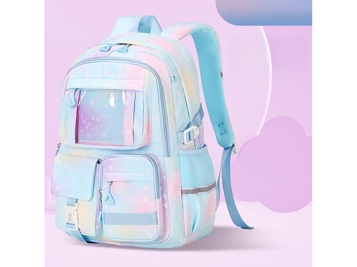 Mochila Infantil Para Menina, Ideal Para Livros Escolares Do Ensino Básico E Secundário. Ciano Hexinyigjly