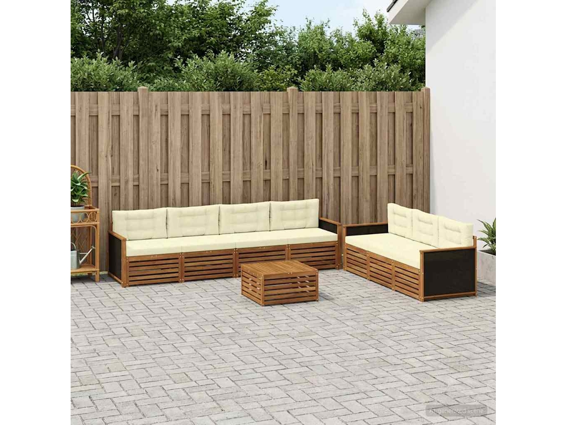 Vidaxl Conjunto De Sofás Para Exterior 8 Unid. Natural E Creme