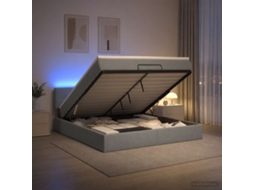 Vidaxl Cama Ottoman Com Colchão E Led Cinzento-claro 180 X 200 Cm