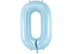 Balão PARTYDECO número 0 Foil 86cm Azul Claro