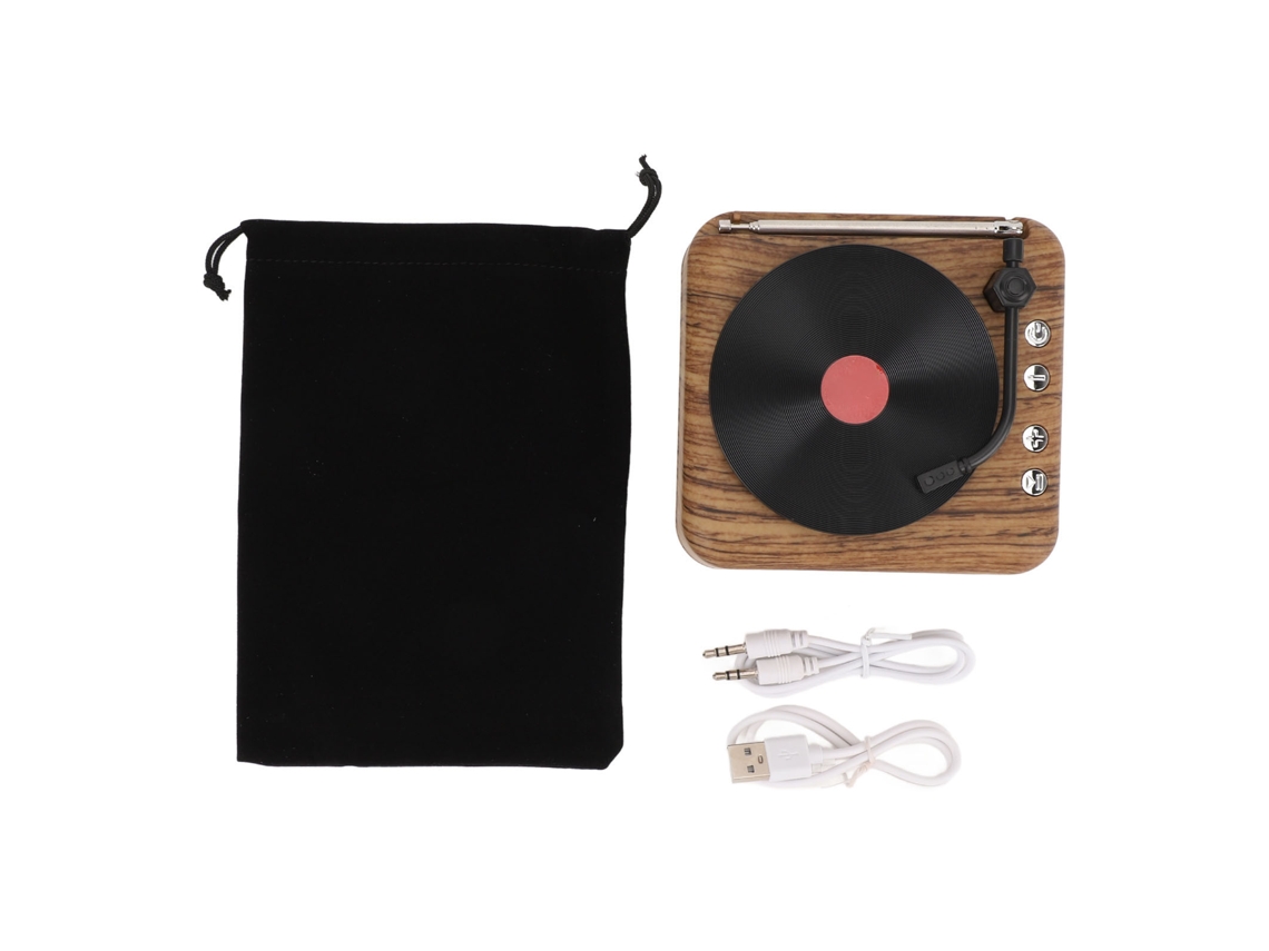Caixa de Som Retrô EOOCOO (vinil, som estéreo, Bluetooth)