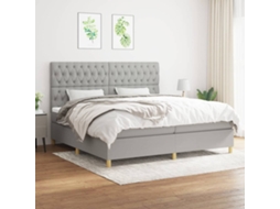 Cama Com Molas/colchão 200x200 Cm Tecido Cinza-claro
