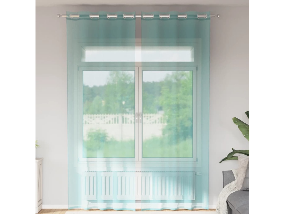 Vidaxl Cortinas De Voile Com Ilhós 2 Pcs Turquesa