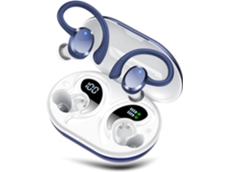 Fones Esportivos ZYBLSSBB azuis, Bluetooth 5.4, 68h, tela LED, 4 microfones, enc, IPX7