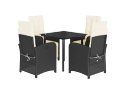 Conjunto de 5 Jantar para Jardim com Almofadões Vime Pe Preto MAISON EXCLUSIVE