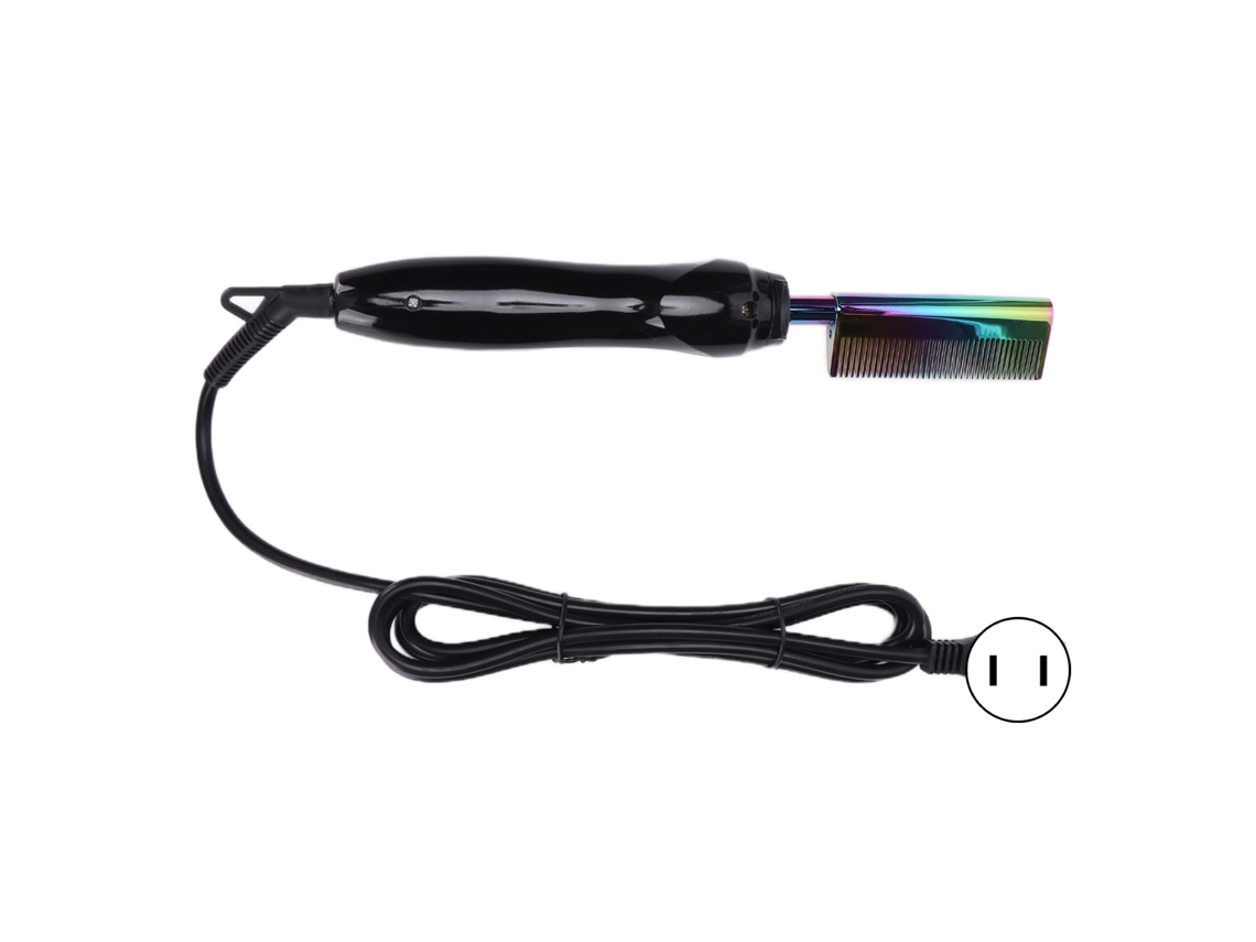 Pente Elétrico Quente Para Alisar Cabelo Curto E Longo De Cor Preta 100‑240v Plug Us