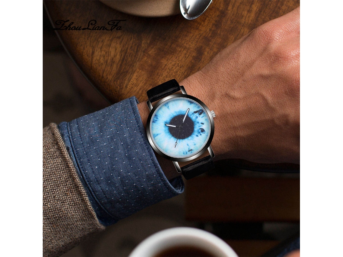 Reloj De Pulsera Para Hombre De Cuero Negro Con Dial Redondo Analógico De Cuartzo