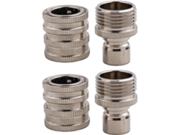Kit De Mangueira Jardim Aço Inoxidável Com Conexão Rápida 4 Peças,