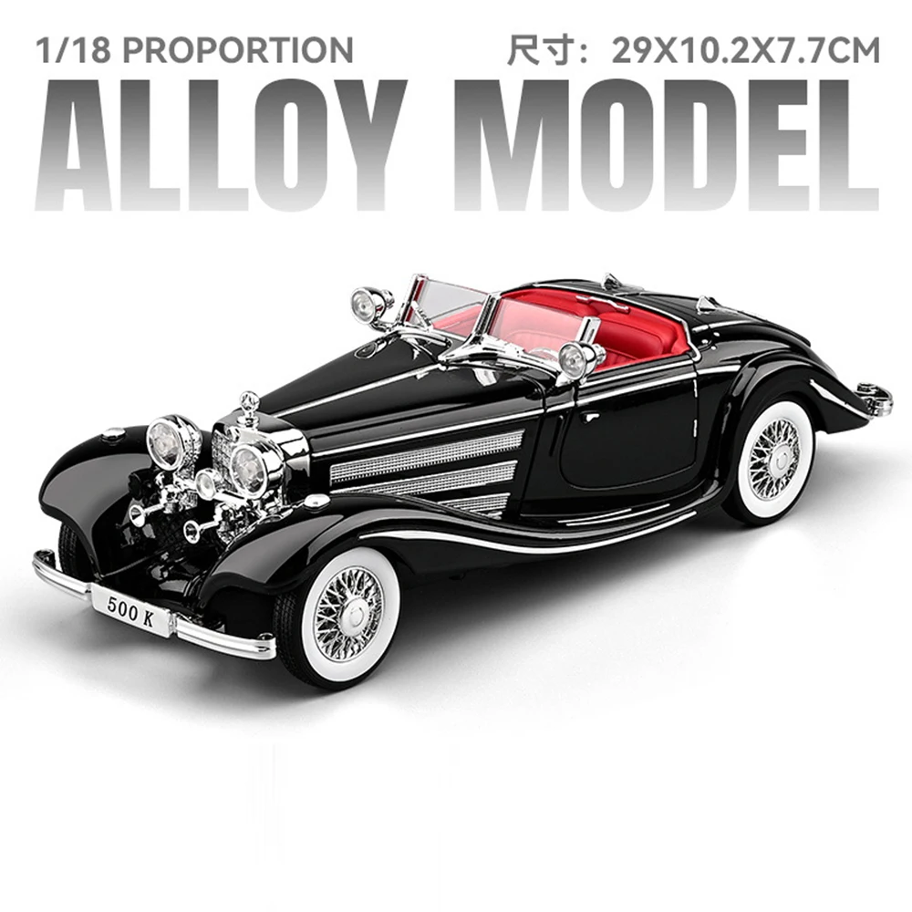 (500k Preto) 1:18 - Miniatura De Carro Esportivo - Fundição Em Liga Metálica - Portas Que Abrem - Ornamento Para Decoração De Casa
