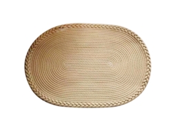 Tapete Oval De Cor Unica Tecido A Mao Para Quarto E Sala De Estar Bege
