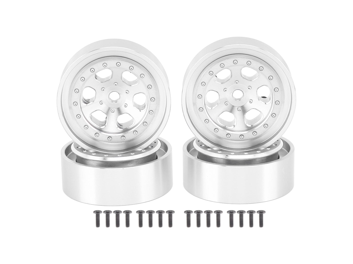 4pcs Aro De Roda De Liga De Alumínio 1.3 Polegadas 6 Buracos Para Traxxas Trx4m 1/18 Rc Crawler Prata