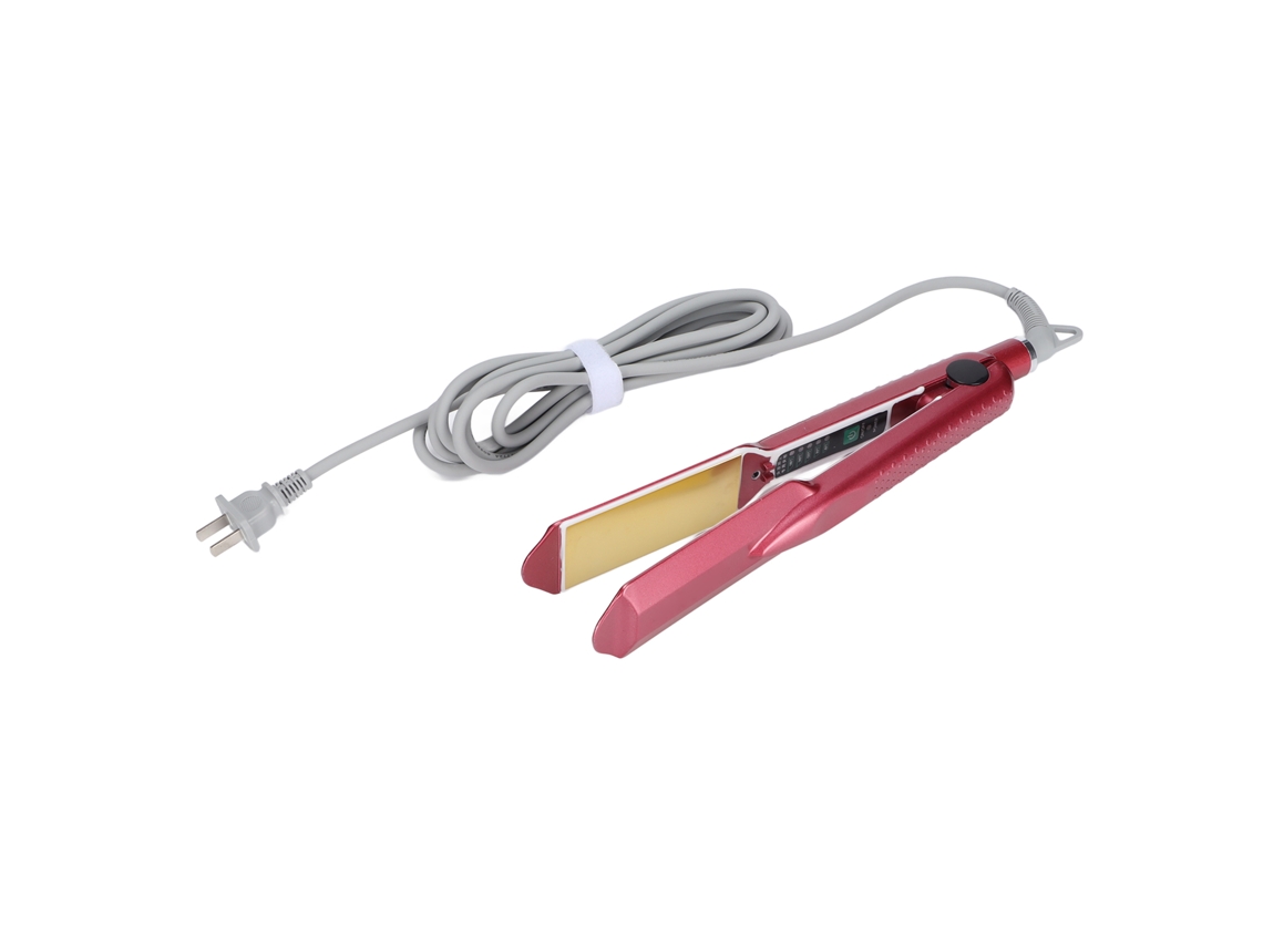Prancha de cabelo profissional de cerâmica 2026 com temperatura constante ajustável, à prova d'água, 110-240V, vermelha/rosa