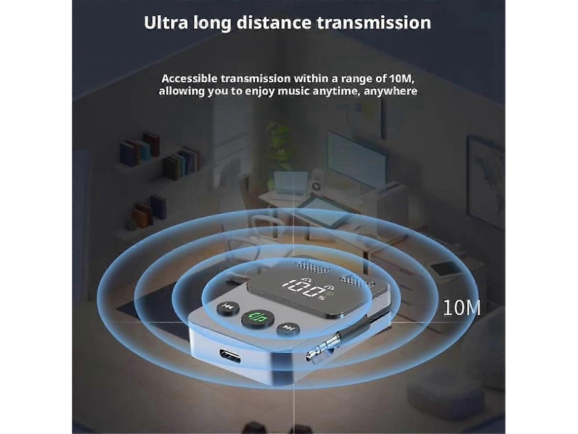 Transmissor E Receptor Bluetooth 5.3 Com Adaptador Auxiliar E Tecnologia A2dp