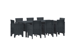 Vidaxl Conjunto De Jantar Para Jardim 9 Unid. Antracite Polipropileno