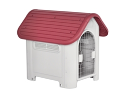 Casa cachorro com Porta Dupla Metálica Externa e Interna com Multiventilação 59 X 75 X 66 Cm Vermelho Ge
