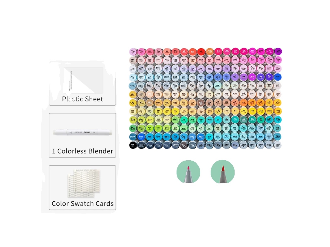 Marcadores Artísticos, Design De Ponta Dupla, 216 Cores Vibrantes, Pincel Fino 216 Clr