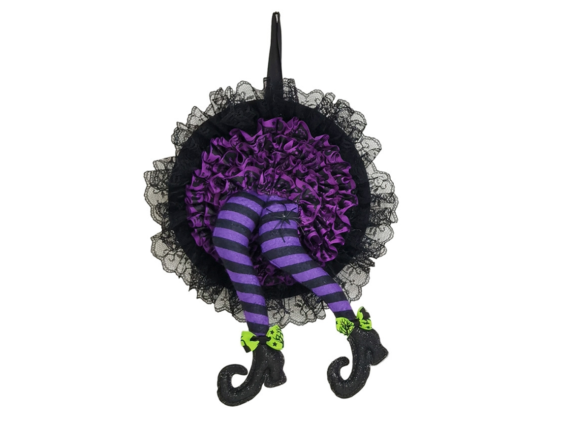 Guirlanda de Halloween com Pernas de Bruxa Decorativa para Porta da Frente Natalina Festiva S/MARCA