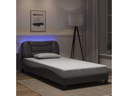 Vidaxl Estrutura De Cama Com Led Sem Colchão Hvar 100x200cm Cinza