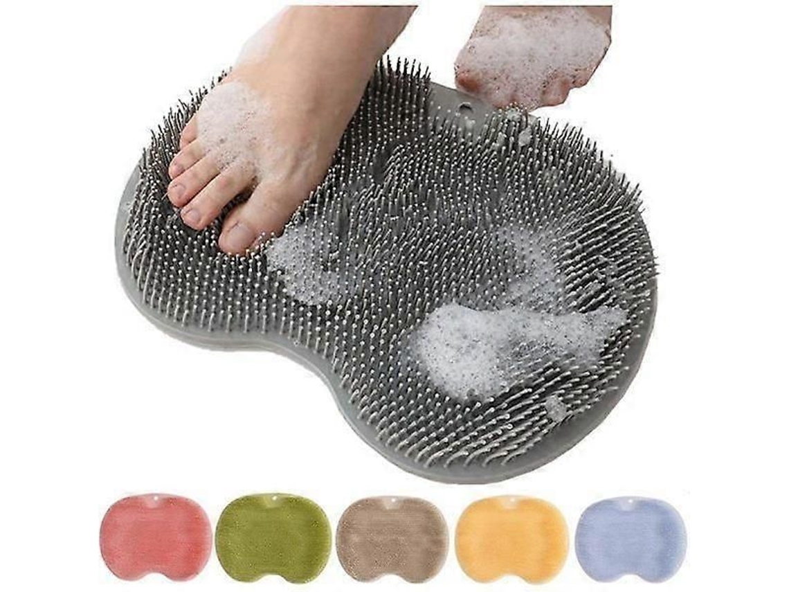 Escova De Massagem Para Pés E Costas Para Chuveiro - Montagem Na Parede Cinza
