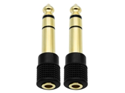Adaptador de Áudio 6,35 Mm Macho para Fone Estéreo 3,5 (1/8), Banhado a Ouro, 2 Unidades, AQUAFORGE