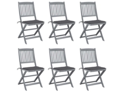 Vidaxl Cadeiras Exterior Dobráveis C/ Almofadões 6 Pcs Acácia Maciça