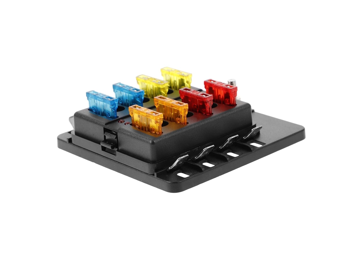 Caixa De Fusíveis De Cobre De 8 Vias Com Indicador Led E Tampa Protetora.