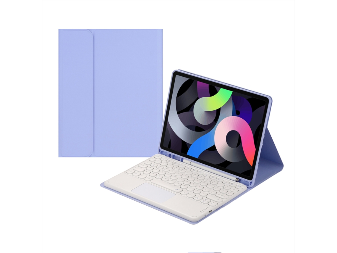 Capa de Teclado Bluetooth para iPad Pro 9.7 com tampa redonda sensível ao toque, português, roxo e branco | XIAOMOYU