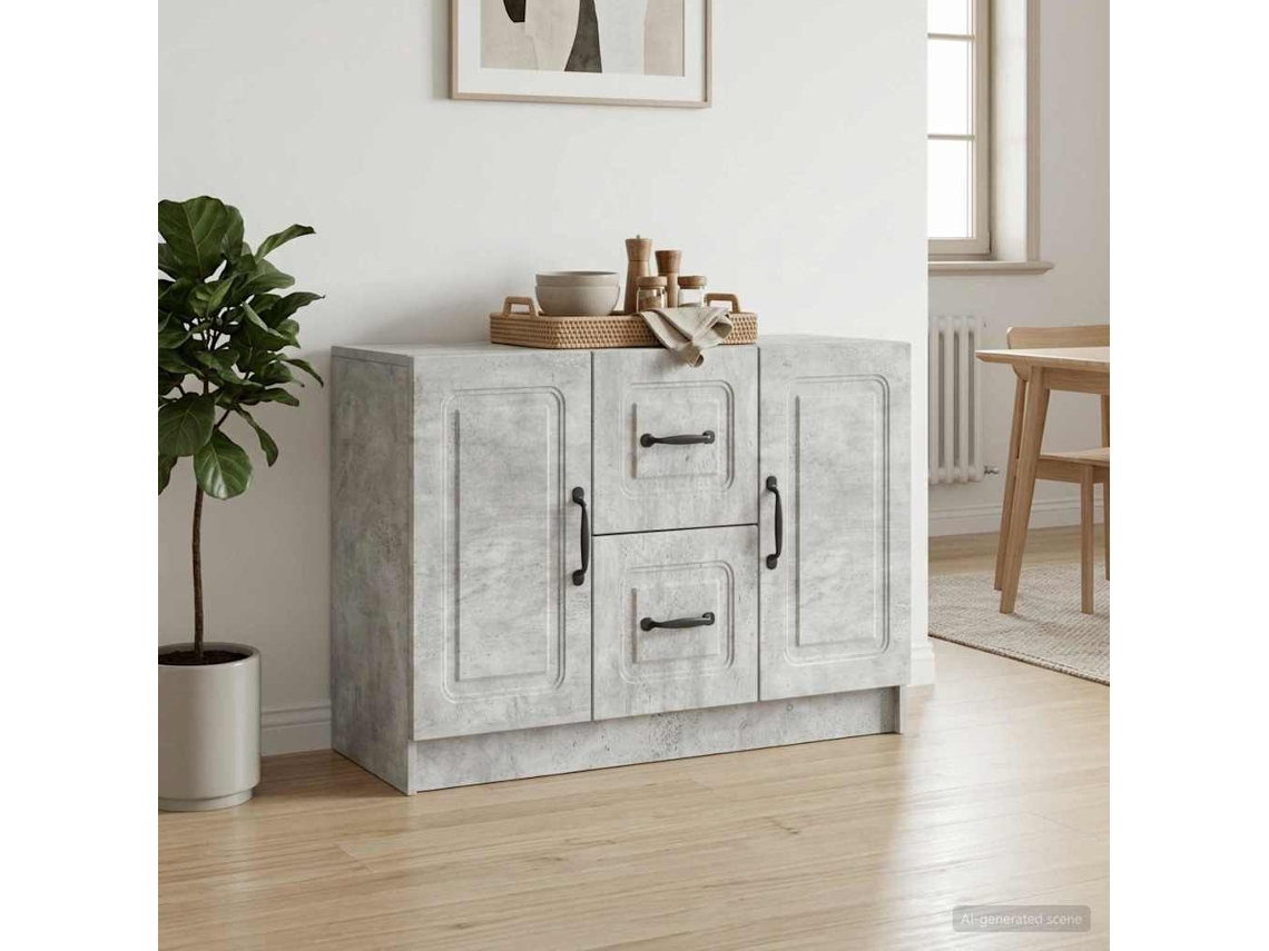 Vidaxl Buffet Cinzento Cimento 89 X 34,5 X 57 Cm Derivados De Madeira