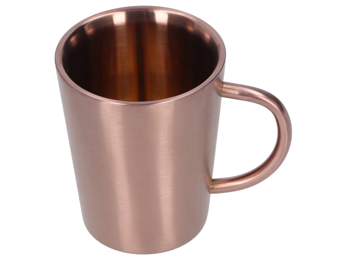 Caneca de Cerveja de Parede Dupla em Aço Inoxidável Dourado Rosê, 340 Ml AQUAFORGE