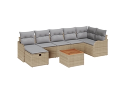 Conjunto 8 Móveis De Jardim Vidaxl Bege Vime Pe (287,5 X 122,5 X 85 Cm)