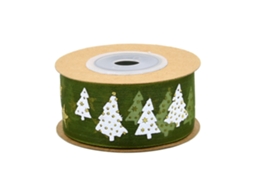Fita Decorativa Natalina Dourado E Verde 5m Fit Ribbon