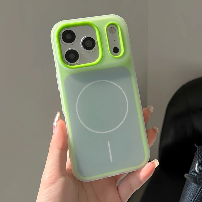 (iphone 14 Pro Verde Claro) Capa Magnética De Silicone Em Cores Vibrantes Para Iphone, Compatível Com Fixação Magnética.