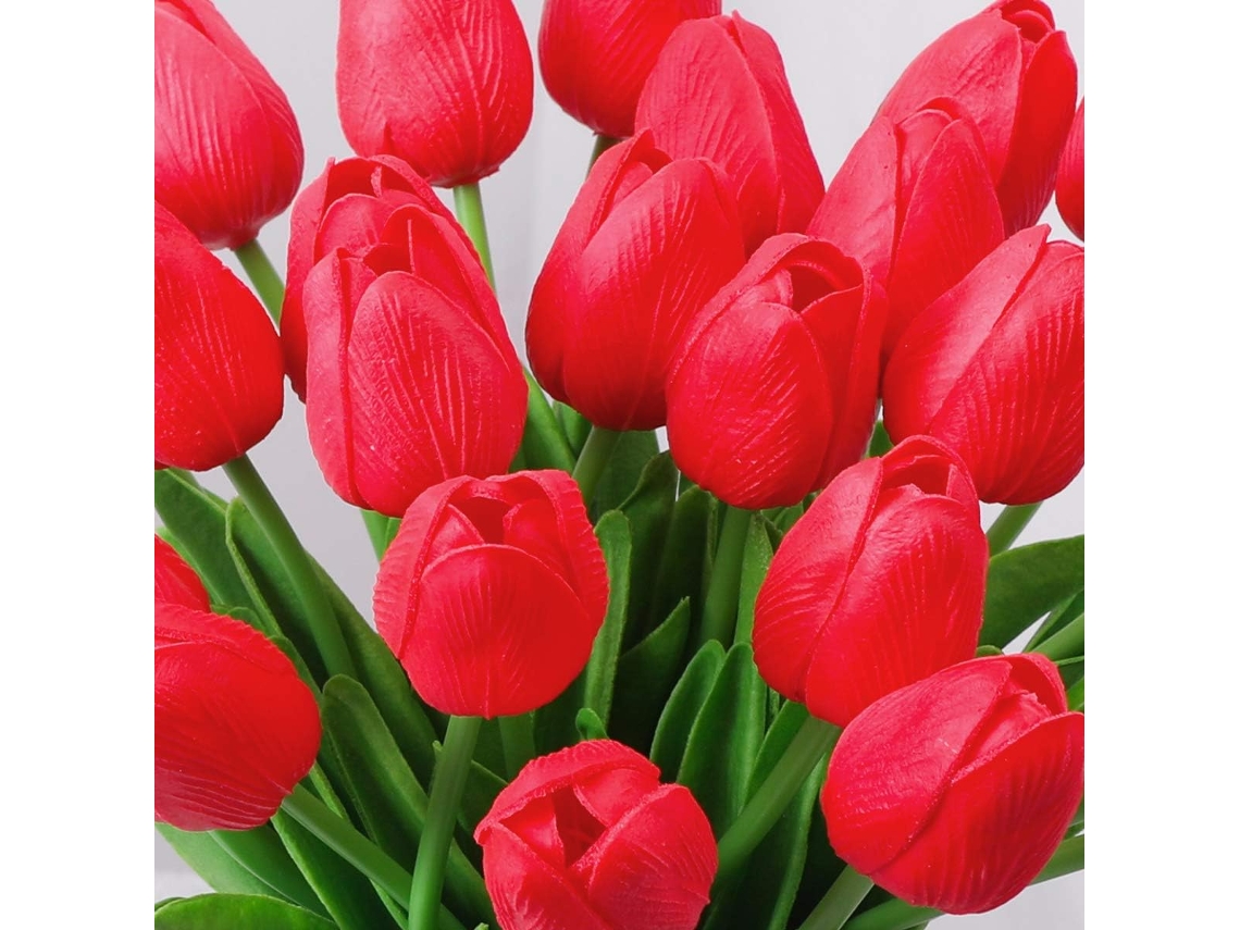 Tulipa Artificial de Látex para Decoração de Casa, Festas e Ambientes Internos Vermelha AQUAFORGE