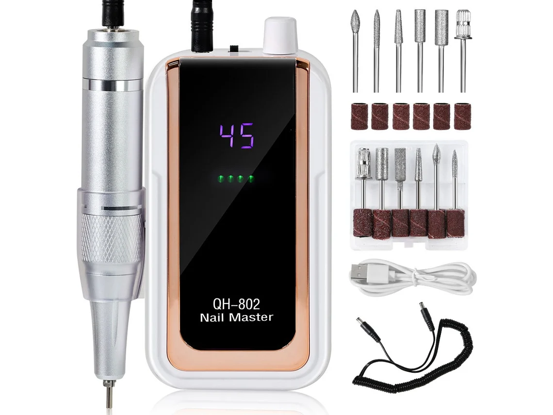 45000rpm Elétrica Unhas Broca Carregamento Usb Arquivo De Unhas Ferramenta De Manicure E Pedicure De Baixo Ruído Branca GERTIZ