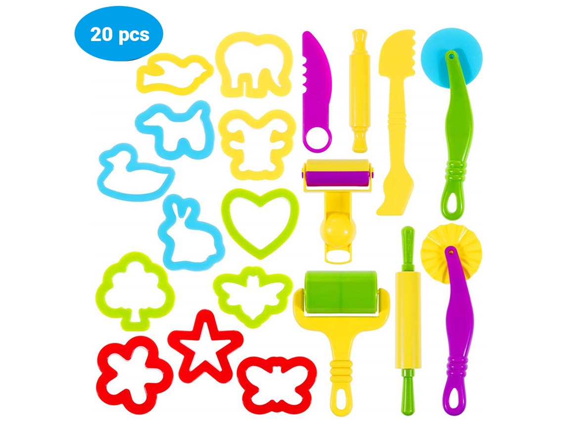 Kit de Moldes de Argila DIY ATS com 20 peças, Ferramentas para Massinha de Modelar para Crianças - Presente Ideal para Crianças