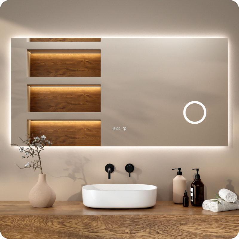 Espelho De Banheiro 160x80 Cm Sem Moldura Antiembaçante Com Luz Led Mirlux