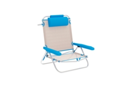Marbueno Chaise Dobrável 5 Posições Alumínio Com Almofada Bege/azul Praia E Piscina 10172